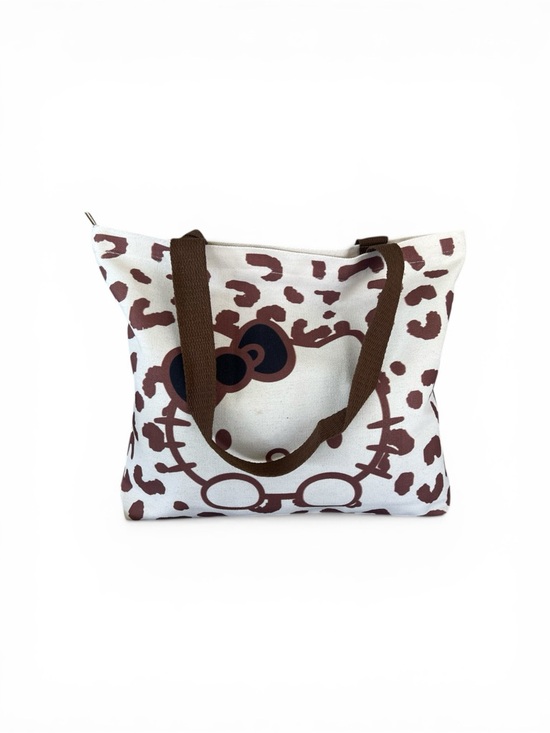 Sanrio Handbags - Hello Kitty Canvas Tote Bag – Brown & Cream Animal Print